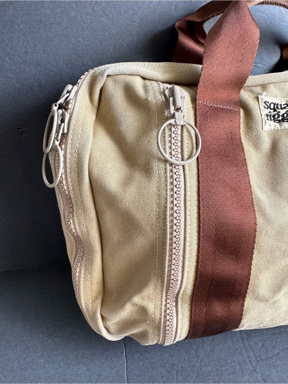 Vintage Lands End Square Rigger Bag Cotton Briefcase Tool Travel Unisex - Picture 3 of 11